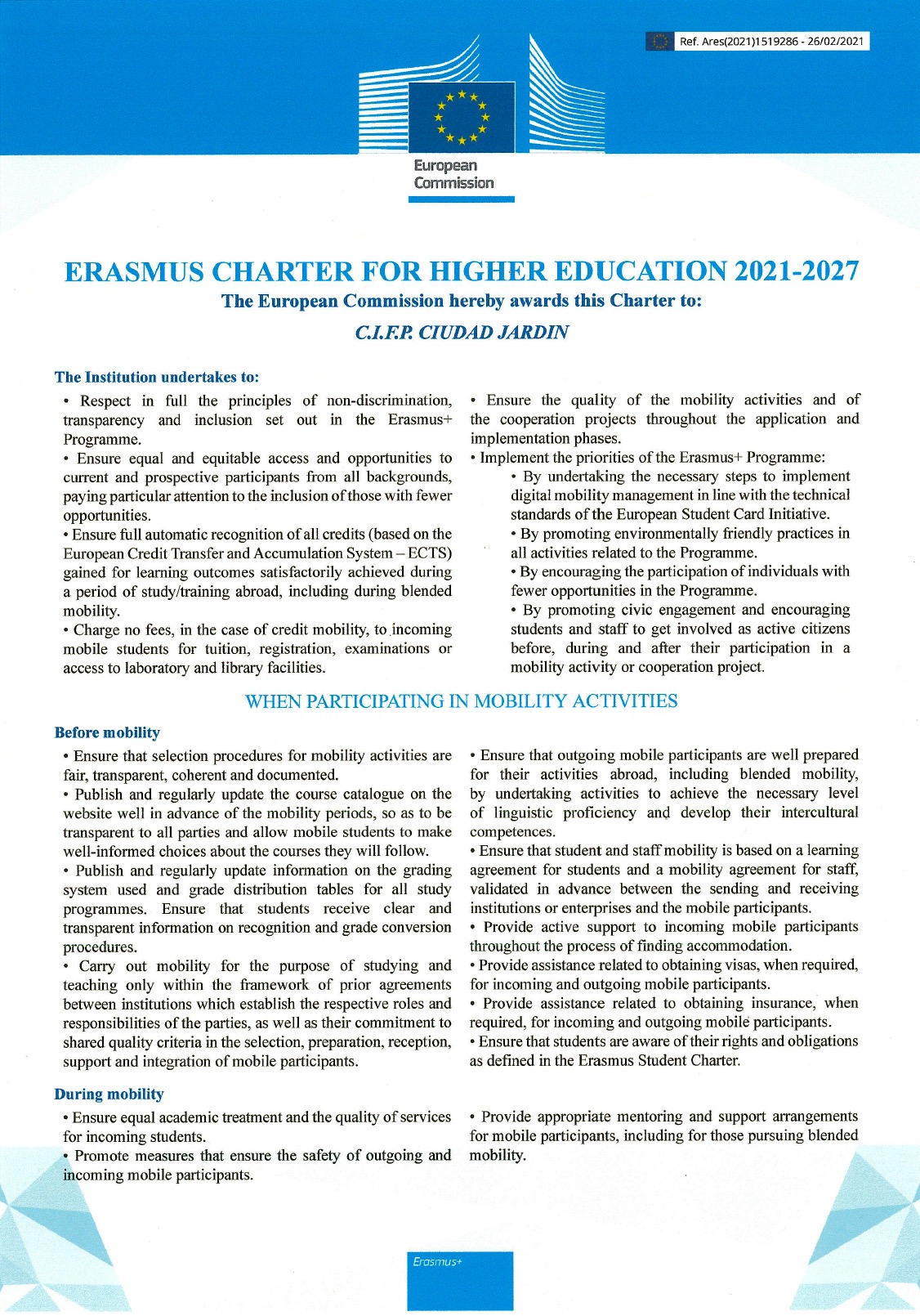 Carta Erasmus de Educacion Superior (ECHE)